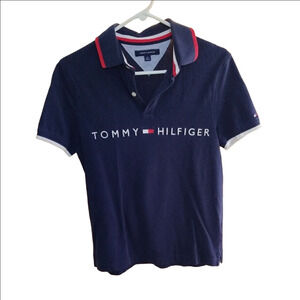 Tommy Hilfiger Blue and Red Polo Shirt Classic Style